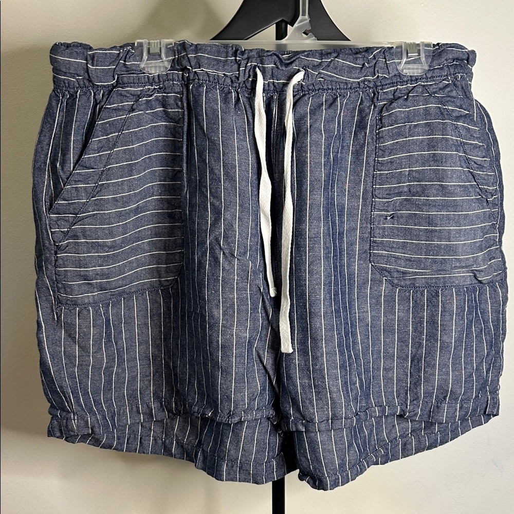 Lane Bryant Navy and White Linen Shorts
